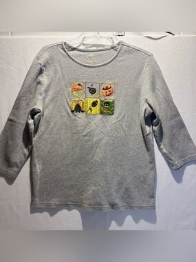 Vintage Halloween Embroidered Patchwork Top